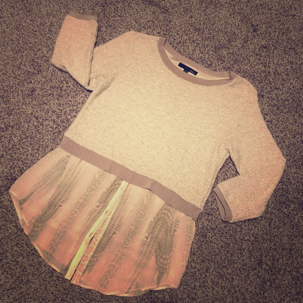 Elie Tahari Two Material Sweater Top